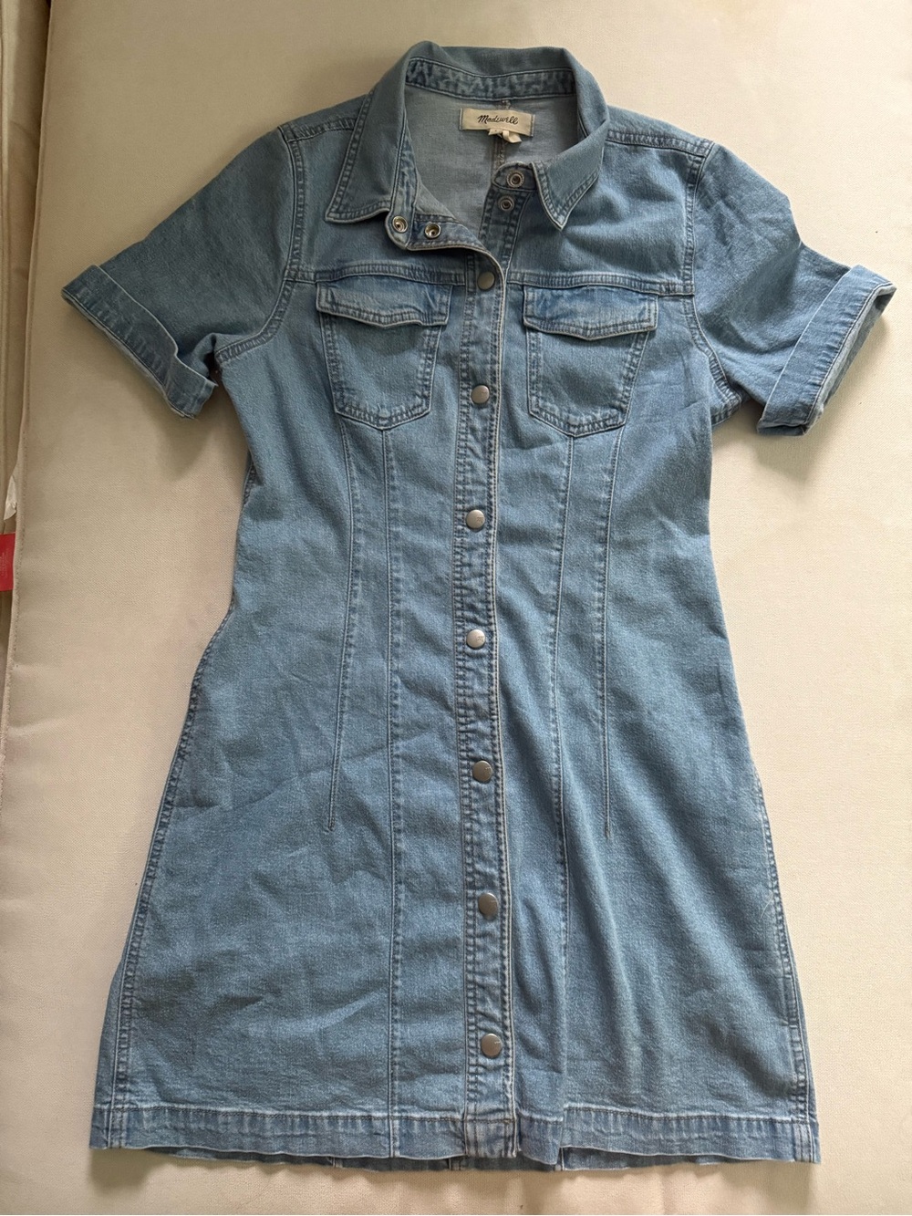 Madewell  Denim Mini Shirt Dress with Short Sleeves